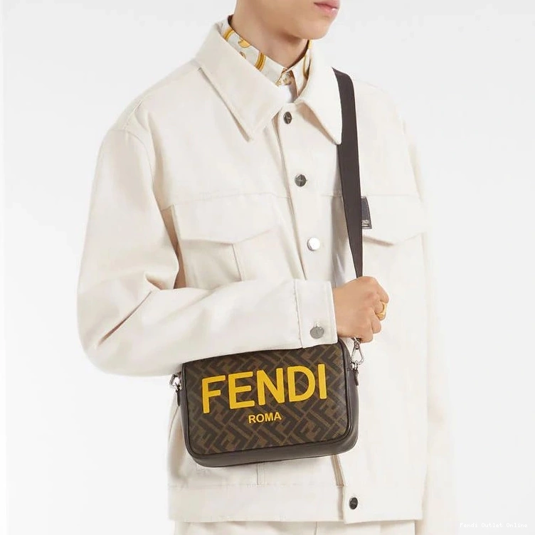 Affordable Camera Fendi ROMA FF Case Brown Compact Motif Logo In Fabric 0810